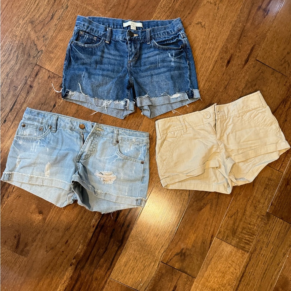 Lot of Forever 21 Shorts, Size 25 (Denim) and Size S (Khaki)